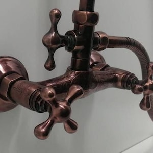 Copper rainforest showering system with handheld showering faucet,handheld shower and showed head