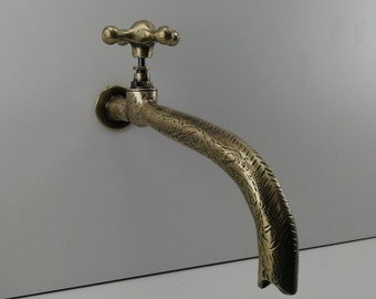 Antiqued Brass Water Faucet: Moroccan Bronze Bathroom Decor