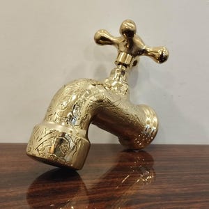 Unlacquered brass faucet , Wall mounted bathroom faucet wall mount brass faucet , wall bathroom vanity faucet, brass handle , garden faucet