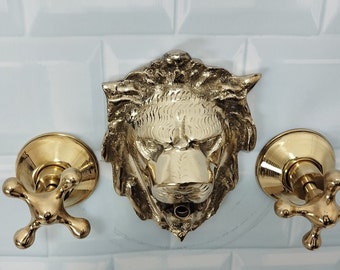 Wall Mounted Brass Lion Head Faucet - Garden Outdoor Faucet