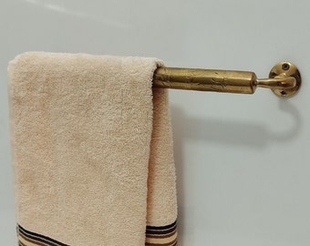 Handcrafted Unlacquered Brass Towel Bar • Bathroom Towel Holder • Towel Rack