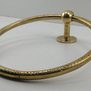 Handcrafted Brass Towel Holder for Bathroom Wall , Towel Holder Ring, Brass finish Towel Hanging, Engraved Hand Towel Holder