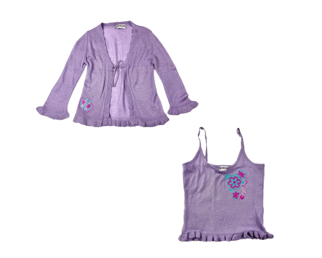 Y2K Tank Top and Cardigan Twin Set by French Vintage Brand De