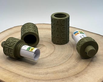 2 Pack Geocache Bison Containers geocaching logo, sneaky hide with loop for hanging.