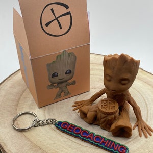 Tough Groot Geocache Container: Includes Log Book & Keyring