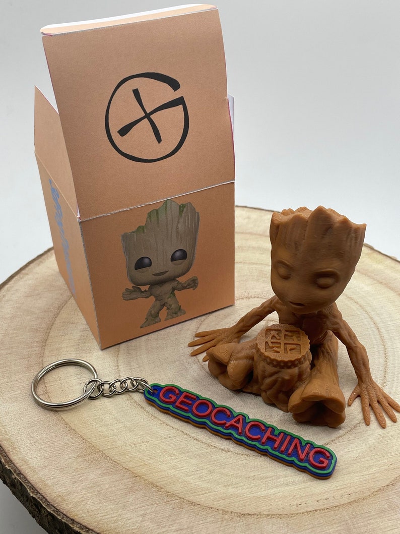 Tough Groot Geocache Container: Includes Log Book & Keyring image 1