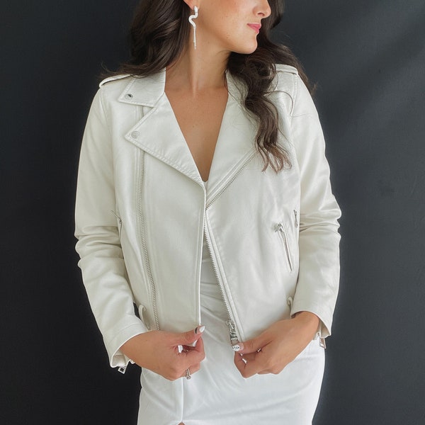 Bride Jacket, White Leather Bridal Jacket, Mrs Leather Jacket, Bridal Leather Jacket, Wedding Jacket for Bride, Custom Leather Jacket