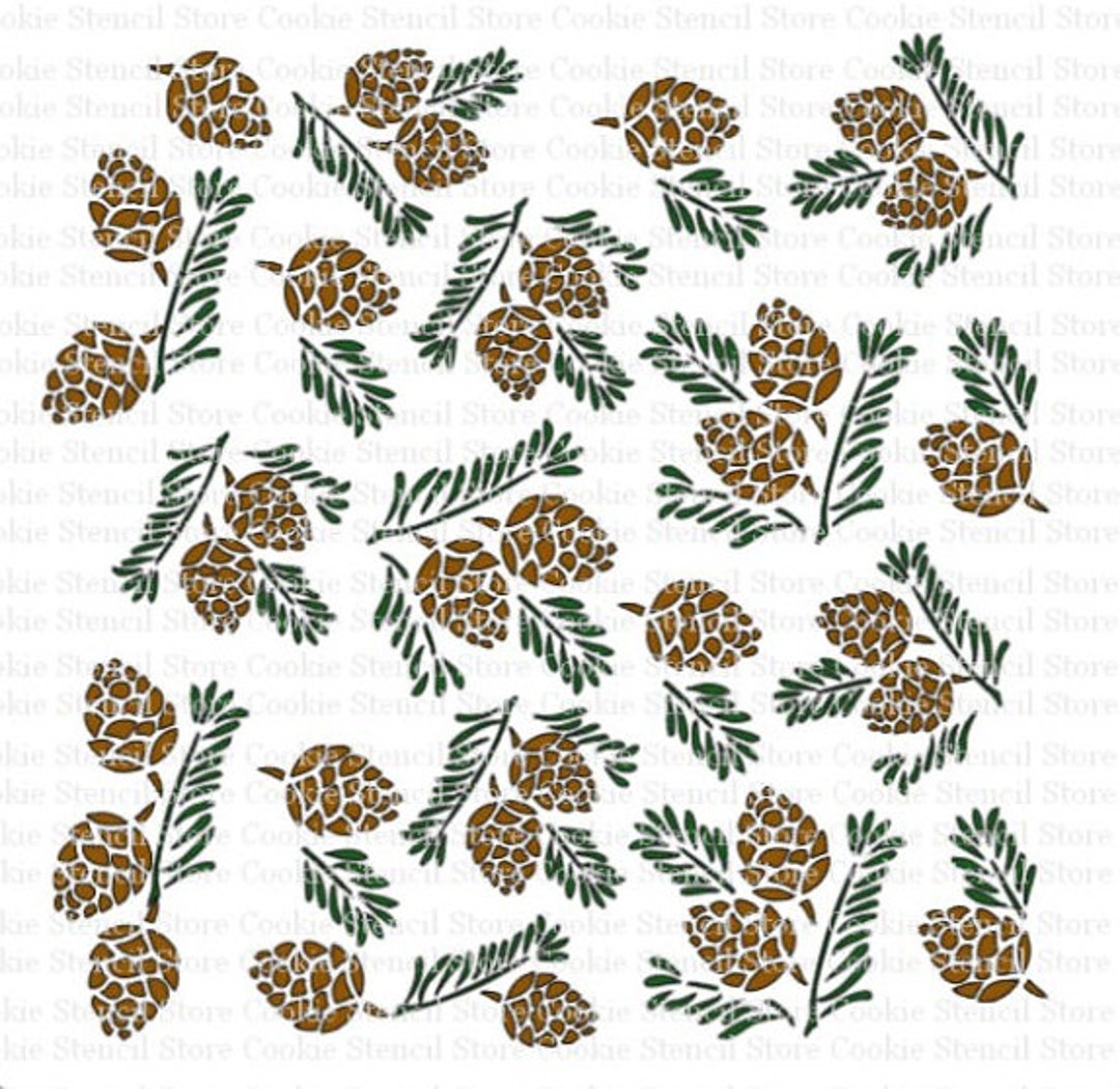 Pinecone Background Stencil Pinecone Stencil Nature Stencil Etsy