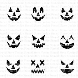 Pumpkin Faces Stencil: Cookie, Cake, Craft Stencil (5.75&quot;x5.75&quot;)