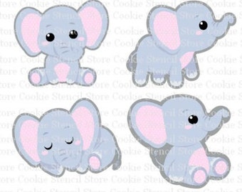 Baby Elephants Set of 4 Cookie Cutters, Elephant Cookie Cutters