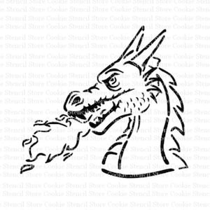Fiery Dragon PYO Cookie Stencil Digital SVG, Dragon Stencil SVG