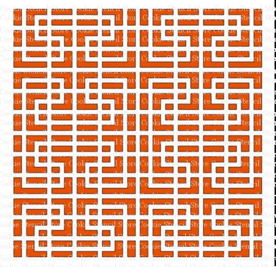 Maze Tile Background Stencil Cookie Stencil Cake Stencil Etsy