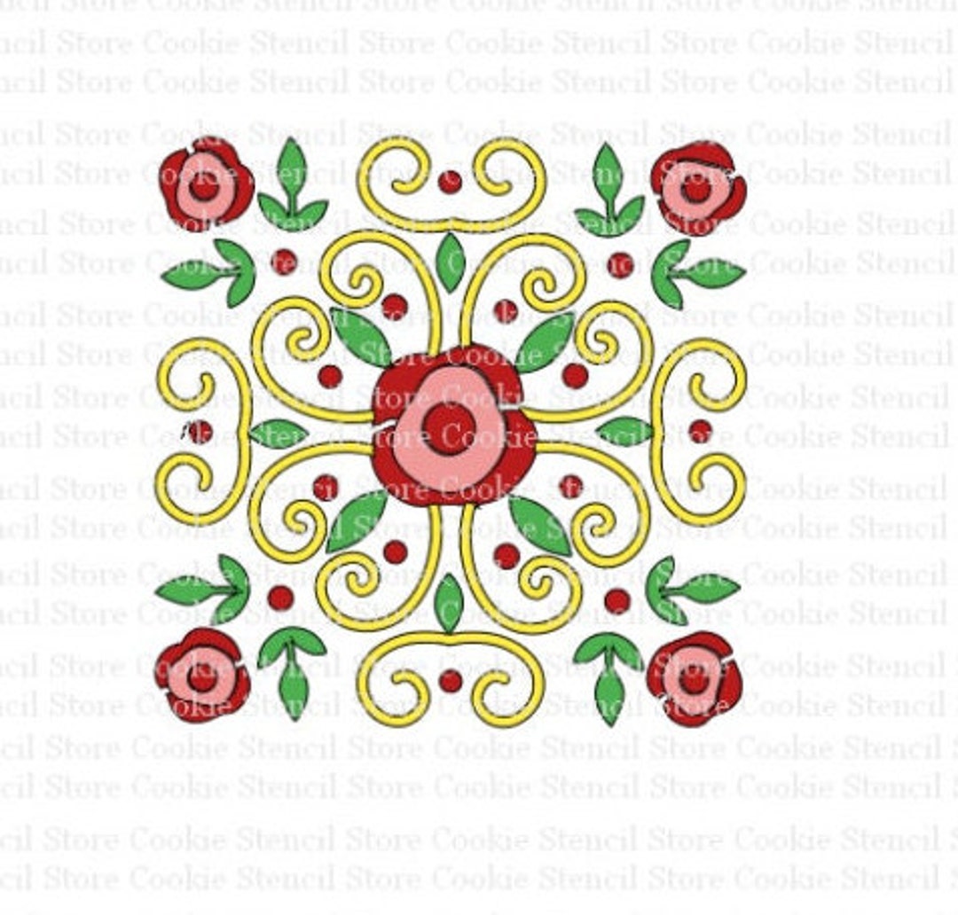 Flower Tile 1A Stencil Cookie Stencil Cake Decorating Craft Etsy
