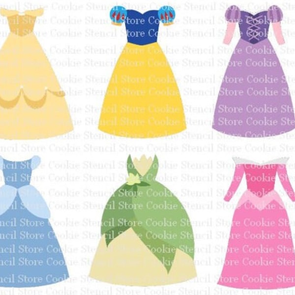 Princess Dresses Cookie Cutter Set, Movie Cookie Cutter, Birthday Cookie Cutter