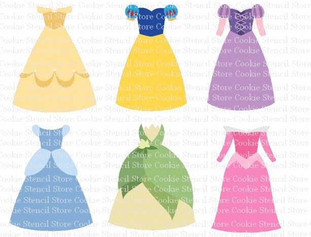 Princess Dresses Cookie Cutter Set, Movie Cookie Cutter, Birthday Cookie Cutter