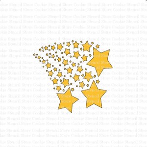 Falling Stars Cookie Stencil Digital SVG, Baby Shower Stencil SVG