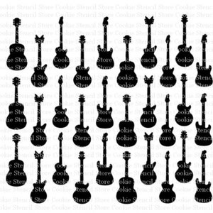 Guitars Background Cookie Stencil SVG Digital File, Music Stencil, Rock Stencil