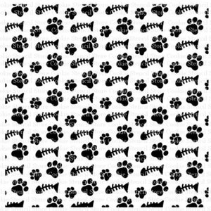 Paws and Fishbones Background Stencil, Cookie Stencil, Craft Stencil, Cake Stencil