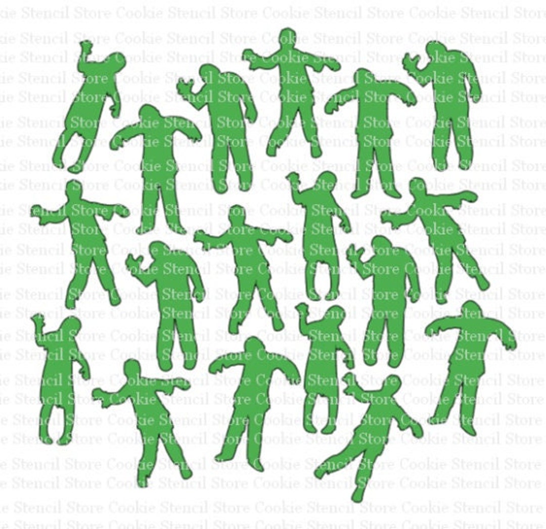 Zombies Background Stencil, Zombie Stencil, Halloween Stencil, Cookie ...
