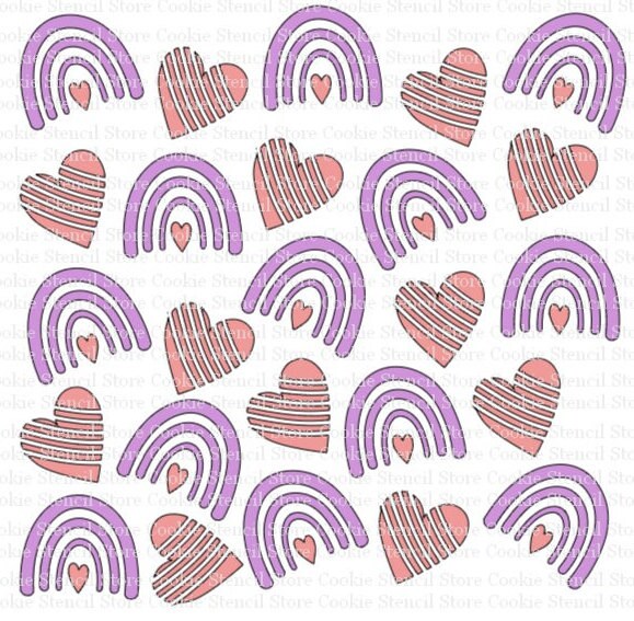 Hearts and Rainbows Cookie Stencil: Birthday Craft Stencil - Etsy