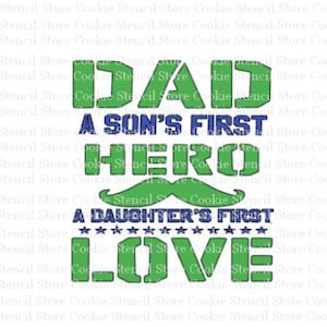 Dad Hero Love Stencil: Cookie, Cake & Craft Stencil