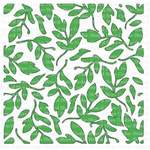 May include: A green leaf pattern stencil for crafting and decorating. The stencil is made of a durable material and can be used for a variety of projects.