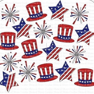 4th of July Background Scatter Stencil, Cookie Stencil, Craft Stencil, Cake Stencil