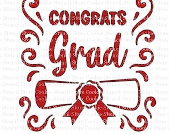 Graduation Cookie Stencil Congrats Grad EFT00218 - Etsy
