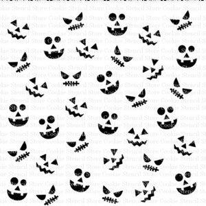 Pumpkin Faces Cookie Stencil SVG: Halloween Jack O&#39;Lantern (Digital)