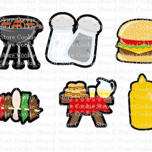 BBQ Cookie Cutter Set: Grill, Burger, Skewer (6pc)