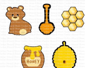 Bear and Honeycomb Cookie Cutter Set: PLA 3D Printed