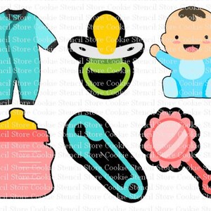 Baby Set of 6 Cookie Cutters, Baby Shower Cookie Cutter, Baby Cookie Cutter