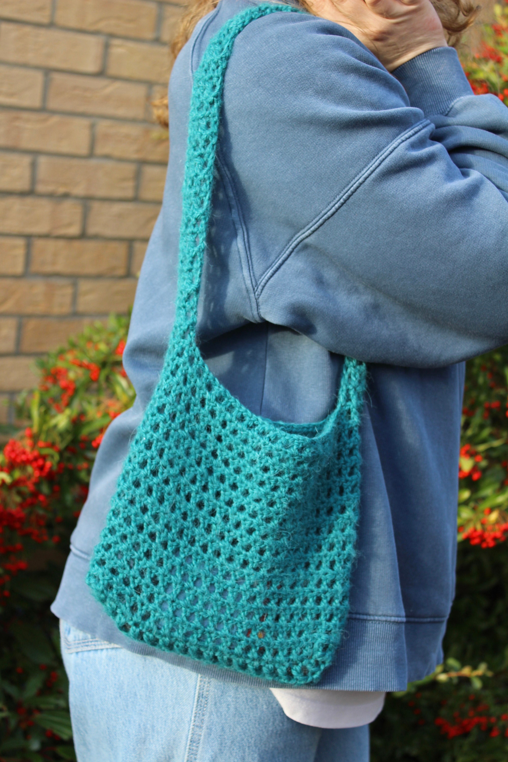Fluffy Aqua Crochet Shoulder Bag Etsy.de