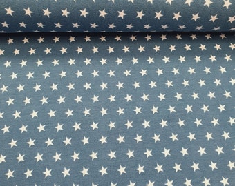 Jersey "DARK PETROL STAR" von Quality Textiles petrol mit hellblauen Sternen