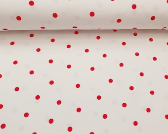 Jersey "DOTS" von Quality Textiles weiß mit pinken Punkten