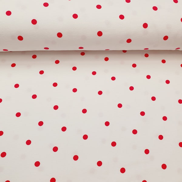 Jersey "DOTS" von Quality Textiles weiß mit pinken Punkten