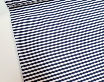 hochwertiger Baumwoll-Ringel-Jersey "Navy White" von Quality Textiles, weiß blau gestreift mit ÖKO-TEX-Zertifikat