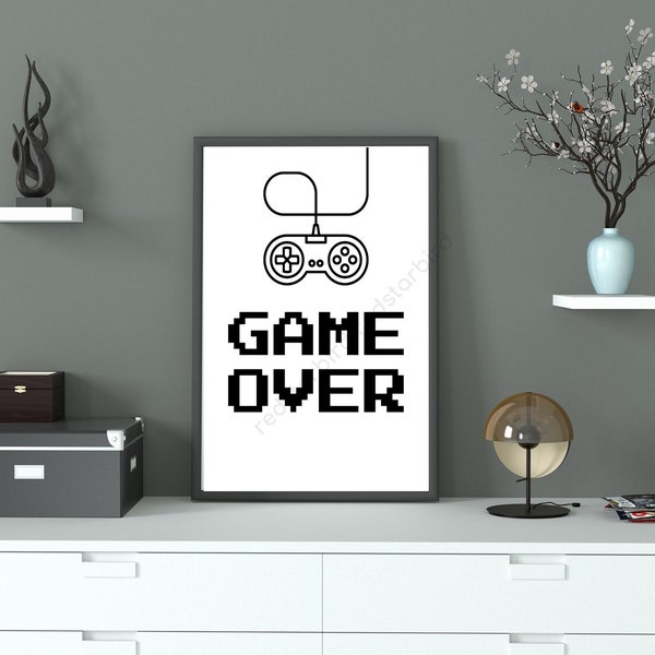 Retro Game Over - Gaming Prints, Gaming Bedroom Prints, Gaming Gifts, Home print, Home Decor, Wall Art, Gaming Poster, Game Gift, Poster