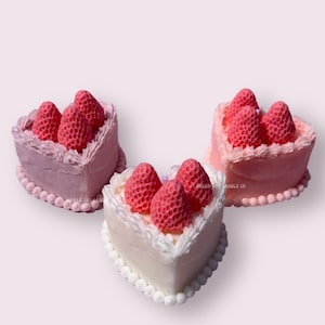 Strawberry Heart Cake Candle