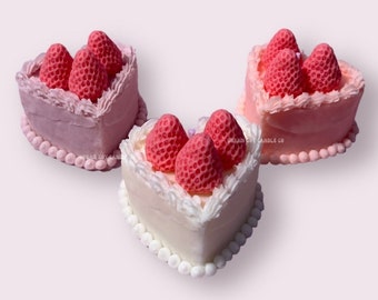 Strawberry Heart Cake Candle