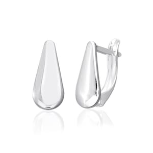 Sterling Silver Teardrop Earrings: Modern Curved Design