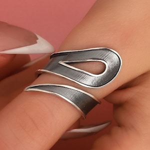 Oxidized Sterling Silver Boho Ring: Adjustable Statement Jewelry