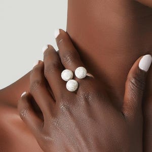 Chunky Sterling Silver Ball Ring: Modern Adjustable Abstract Handmade Jewelry, Elegant Ring