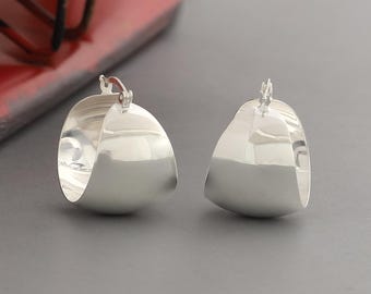 Sterling Silver Chunky Hoop Earrings: Modern Creole Style