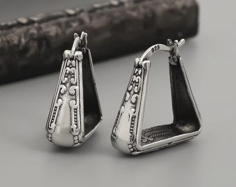 Oxidized Sterling Silver Boho Earrings: Vintage Style Gift