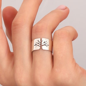 Sterling Silver Tree of Life Mandala Ring - Wide Band Statement Ring