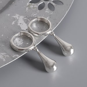 Sterling Silver Teardrop Dangle Earrings: Minimalist Everyday Jewelry