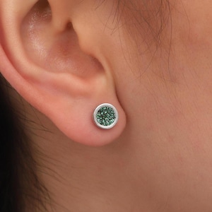 Green Zircon Sterling Silver Stud Earrings: Minimalist Jewelry