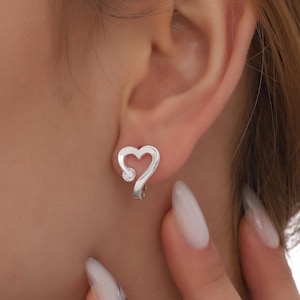 Dainty Sterling Silver Heart Stud Earrings: Lightweight Love Jewelry