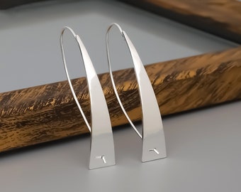 Sterling Silver Drop Earrings: Modern Minimalist Handmade Jewelry